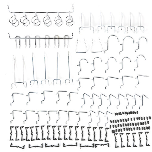 Nickel Plated Pegboard Hooks 51 Pack for Garage Workshop and Tool Organisation 1