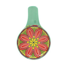 Tuscany Spoon Rest Melamine Green Stove Top Utensil Spatula Holder Ladle Rest