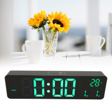 Digitalwecker 10 Zoll, 12/24-Stunden-Anzeige, Temperaturanzeige, grün hintergrundbeleuchtet, leise, ABS