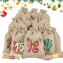 Sacchetti per L'Avvento di Natale Sacchetti per Caramelle di Natale Carini PartyFavor 24x Porta Caramelle di Natale Riutilizzabili In Juta