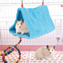 Hamster Bird Parrot Cotton Triangle Nest Hanging House Keep Warm Light Blue M