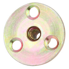 5 Pcs M6 Galvanized Iron T Nut Flange 3 Hole Round Base Furniture Fixing