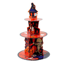 Festive Halloween Dessert Stand Spooky Halloween Cupcake Stand Tower Pumpkin Cardboard Dessert Holder Tray Decoration B