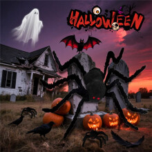 Halloween Decorations Spider, 3 Packs Fake Halloween Decor Spiders Large, Furry Spiders for Outdoor Indoor Yard