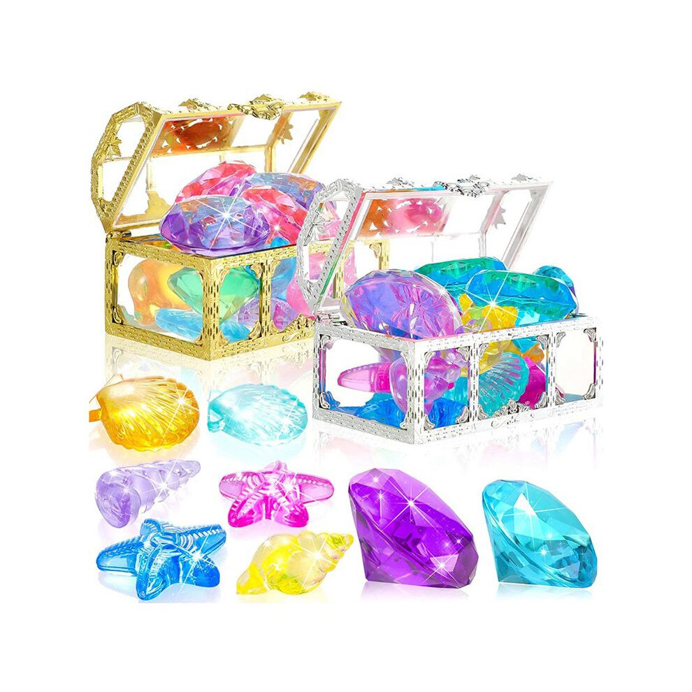 Brecantia 24Pcs Diving Gems Pool Toys Large Oceans Gem Diamond Gems Pirate Treasure Chest Summer Underwater Swimming Toys