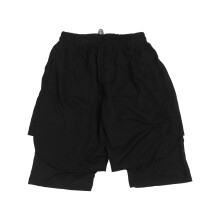 Men's Breathable Double Layer Sports Shorts Black White Marking L