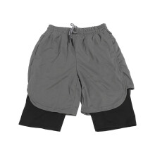 Men's Gray Breathable Fast Drying Double Layer Sports Shorts, L