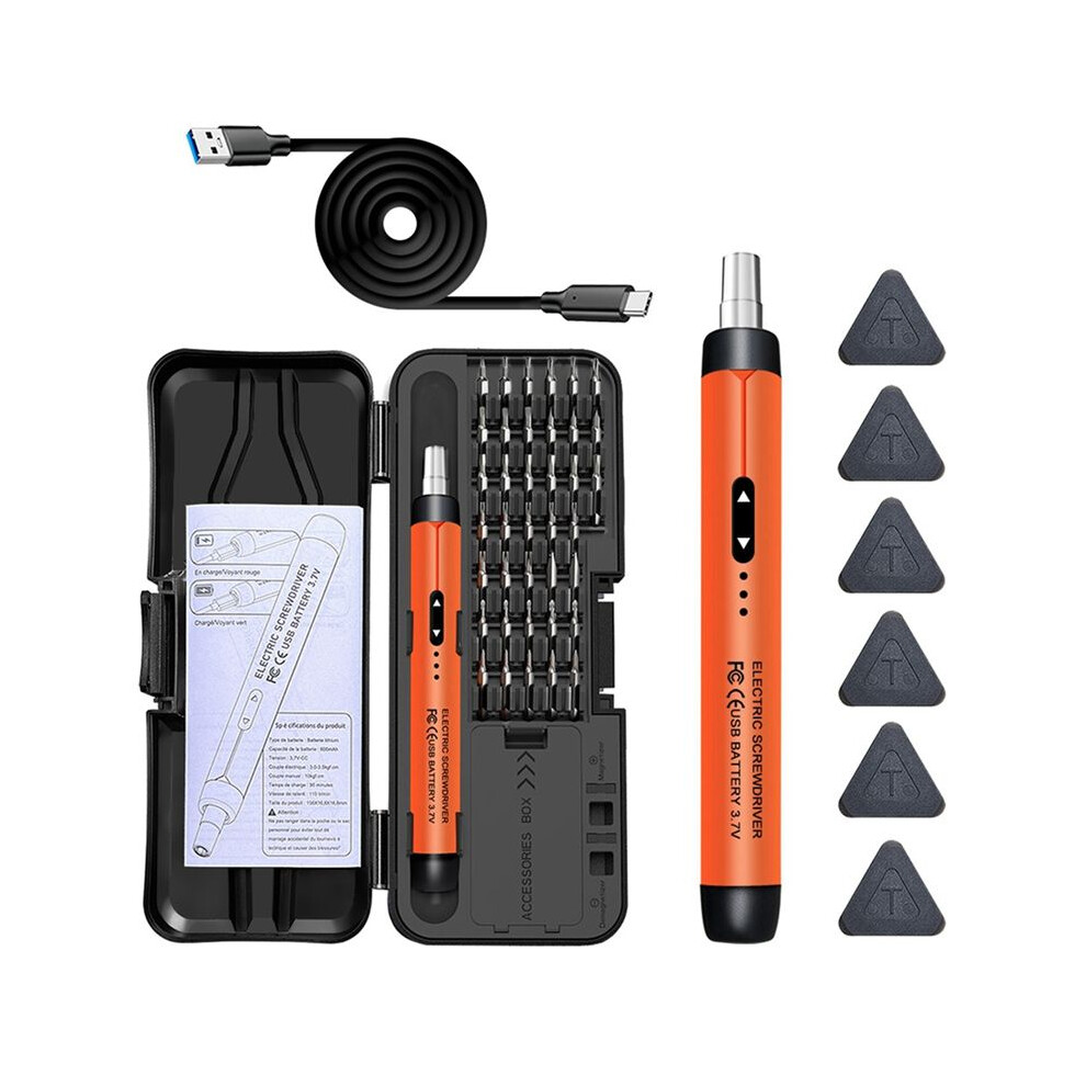 Electric Screwdriver Set Precision Power Tool Kit Rechargeable Wireless Small Bits For Mobile Cell Computer Orange 4712891484628