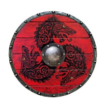 Wooden Painted Viking Medieval Round Adult Soldier Armor Costume Cosplay Decorative Battle Halloween Shied 30cm
