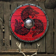 Wooden Painted Viking Medieval Round Adult Soldier Armor Costume Cosplay Decorative Battle Halloween Shied 30cm