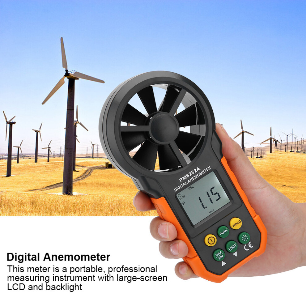 Portable Digital Wind Speed Meter Pm6252a Air Flow Measurement Anemometer 7891392532568