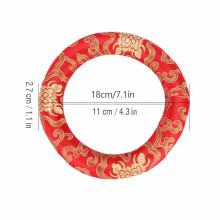18cm Silk Brocade Singing Bowl Cushion Ring Pillow for Meditation Red