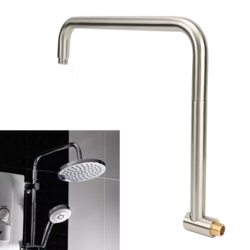 Stainless Steel Shower Head Extension with Rotatable Wall Mount, 33cm Pipe
