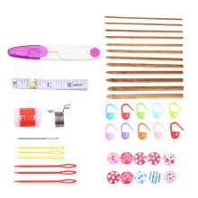 44Pcs Wooden Crochet Tool Set for Knitting, 12 Bamboo Hooks, Accessories
