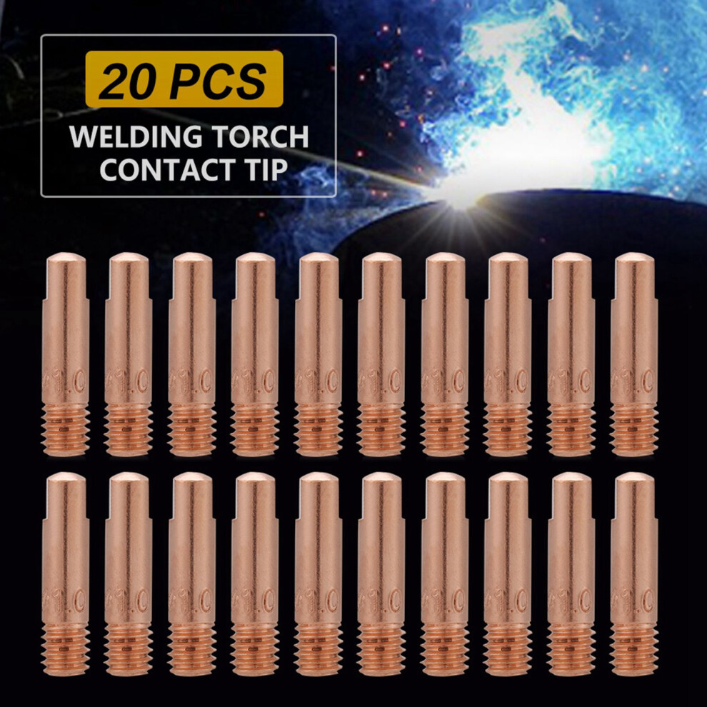 15Ak Mig/Mag Welding Torch Copper Contact Tips 20Pcs 1.0Mm Consumables Pack 8441388371375
