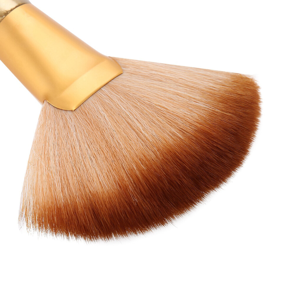 Unisex Gold Soft Large Fan-Shaped Salon Neck Duster Hair Brush, 16.5Cm