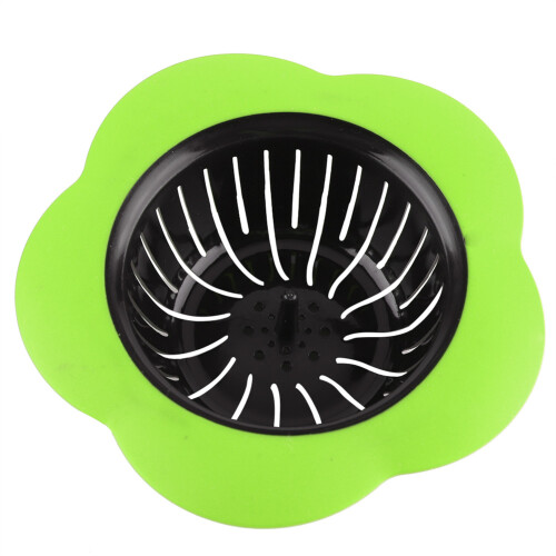 Plastic Kitchen Sink Strainer Stopper Flower Shaped Green Bathroom Accessory 1