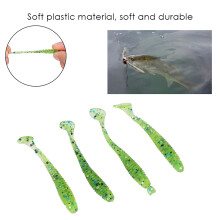 50pcs 5cm Soft Plastic T Tail Grub Worms for Fishing Cyan