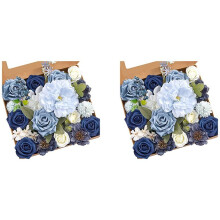 2X Künstliche Blumen Gefälschte Staubige Blaue Pfingstrosen Blumen Kombination für DIY Hochzeits Brautsträuße Mittel Stücke Heimdekorationen