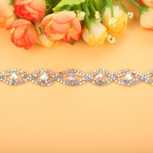 1 Yard Sparkling Rhinestone Ribbon Claw Chain DIY Decor 1.5cm AB Silver