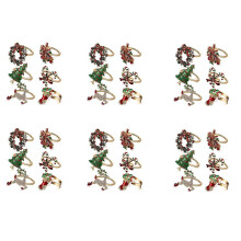 36Pcs Christmas Napkin Rings Xmas Napkin Holder Rings Wreath for Holiday Party Dinner Table Decoration