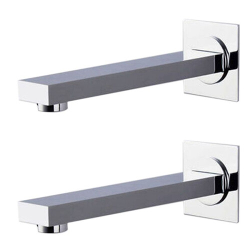 2X Messing Wandmontage Badkamer Bad Uitloop Vierkante Bad Uitloop Kraan Uitloop