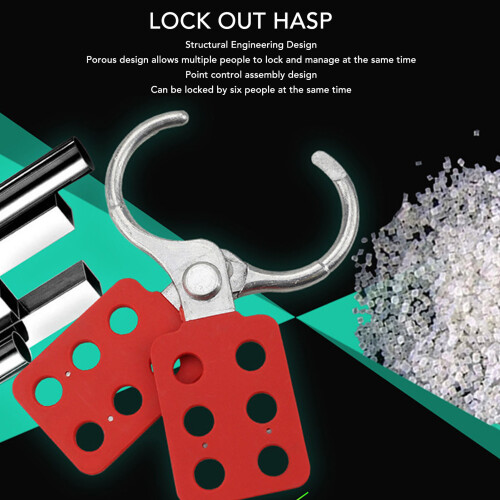 Lock Out Hasp 6-Hole Aluminum Alloy Red & Silver 2