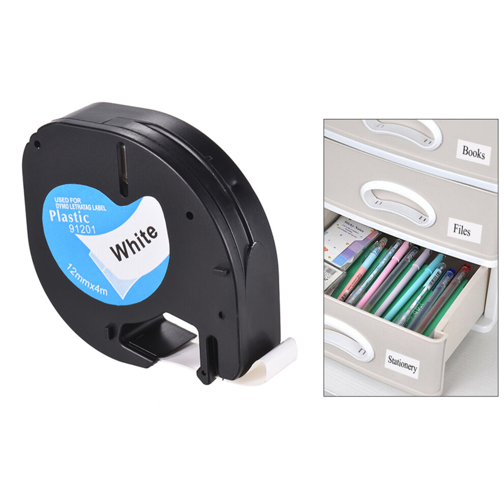 91201 Plastic Label Tape 12Mm 4M Roll White