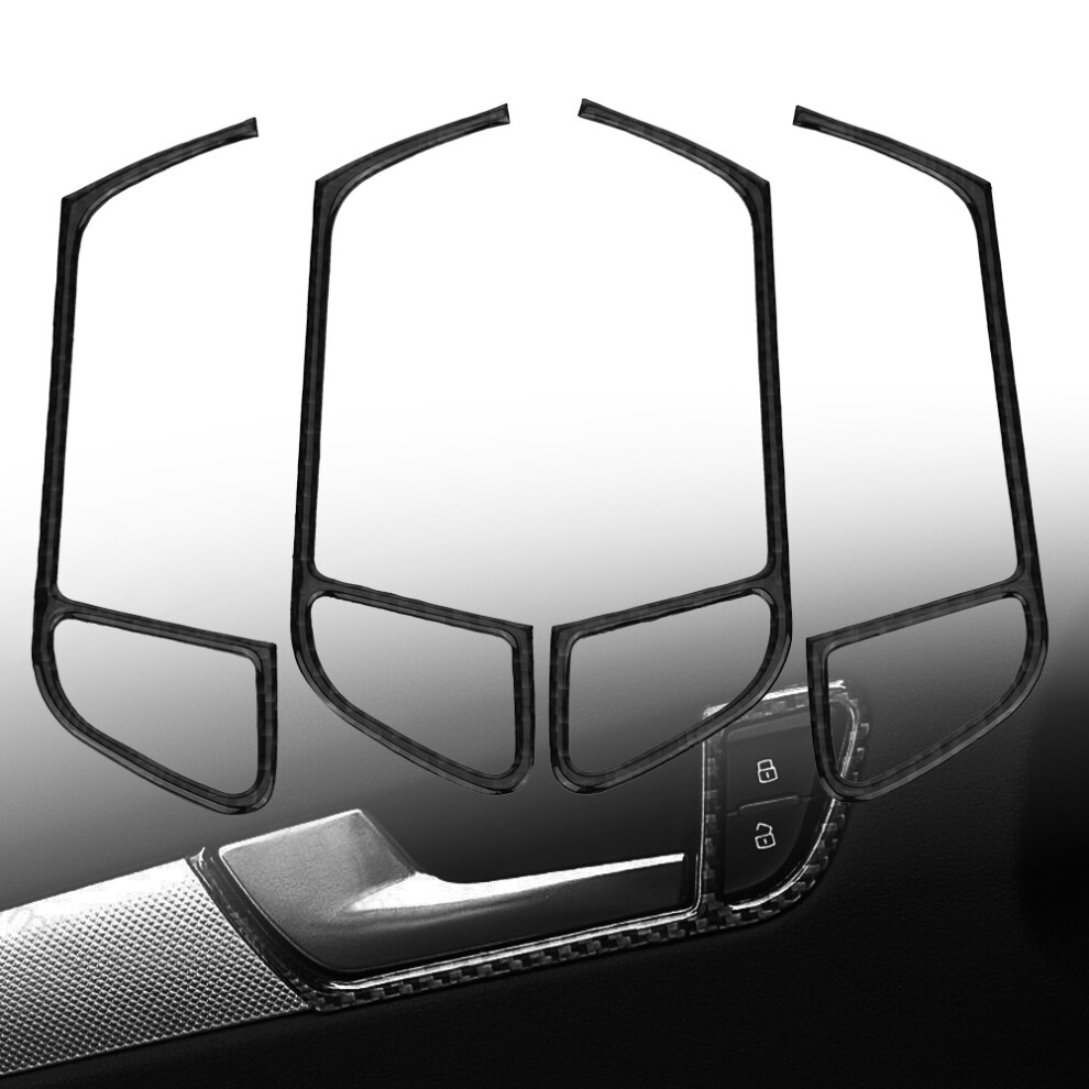 4Pcs Carbon Fiber Inner Door Handle Cover For Audi A4 B8 2009-2016, Black 8191388377739