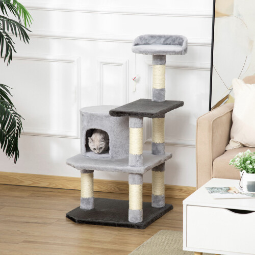 PawHut Árbol para Gato Gris 48 x 48 x 100cm 1