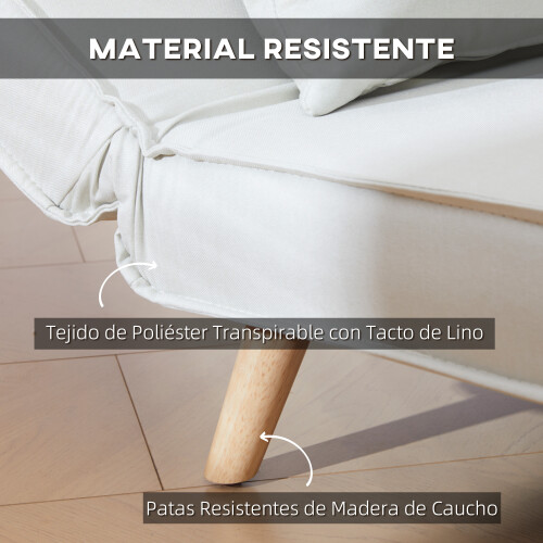 Homcom Sofá Cama Beige 94 x 78 x 80 cm 2