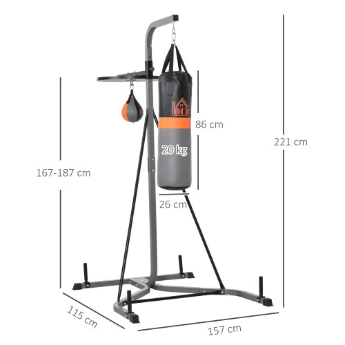 Homcom Saco Boxeo con Soporte Bicolor 115 x 157 x 221 cm 2