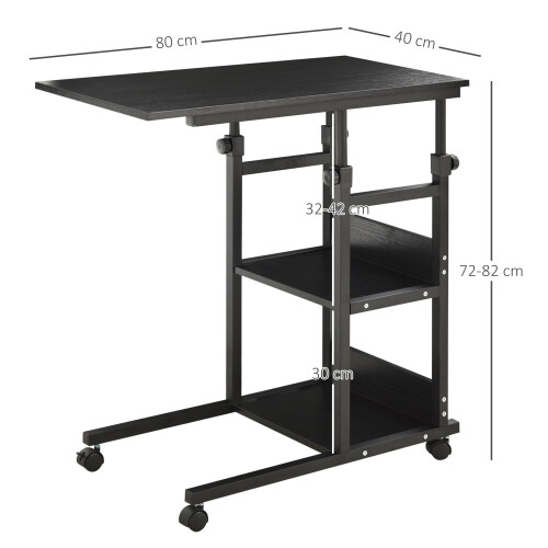 Homcom Mesa Lateral Móvil Negro 80 x 40 x 82 cm 2