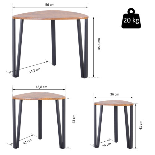 Homcom Mesitas de Café Bicolor 56 x 54.2 x 45.4cm 2