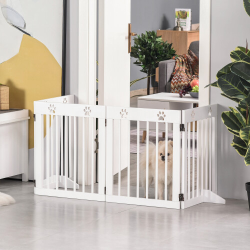 PawHut Barrera Seguridad Perro Blanco 204 x 30 x 61 cm 1