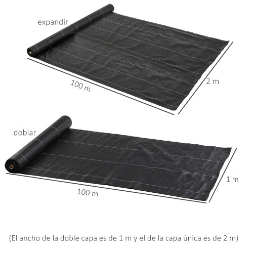 Outsunny Malla Antimaleza Negro 10000 x 200 cm 1
