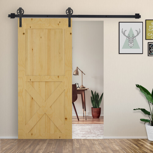 Homcom Kit Puerta Corredera Negro 200 x 4 x 0,6cm 1