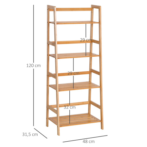 Homcom Estantería de Bambú Marrón 48 x 31.5 x 120 cm 2