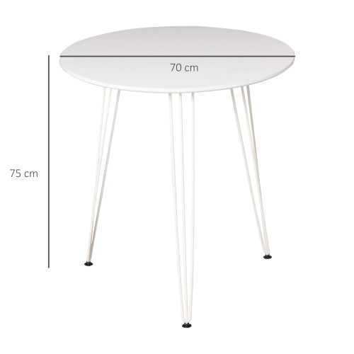 Homcom Mesa de Comedor Blanco Ø70 x 75 cm 2
