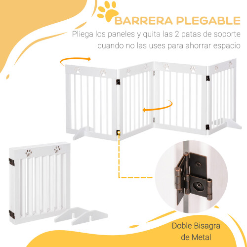 PawHut Barrera Seguridad Perro Blanco 204 x 30 x 61 cm 2