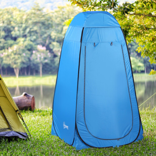 Outsunny Carpa para Ducha Azul 120 x 120 x 190 cm 1
