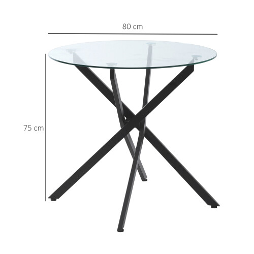 Homcom Mesa de Comedor Negro Ø80 x 75 cm 2