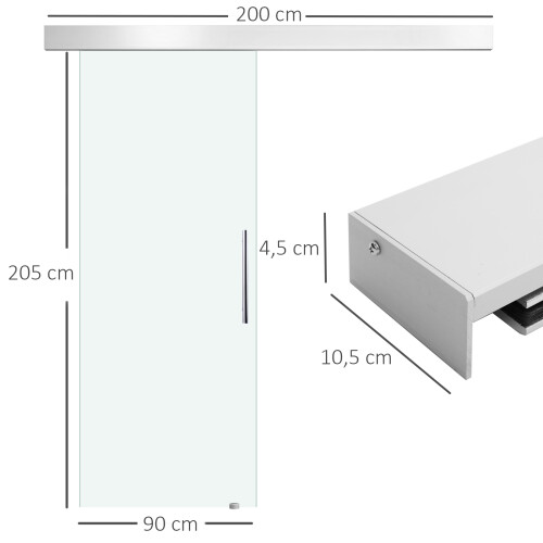 Homcom Puerta Corredera Translúcido 200 x 213 cm 2