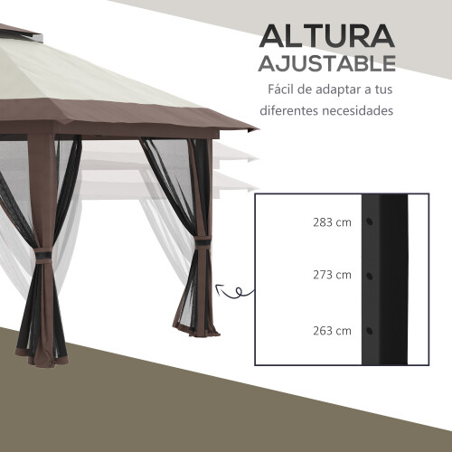 Outsunny Carpa Plegable Beige 392 x 392 x 283 cm 1
