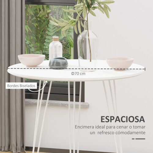 Homcom Mesa de Comedor Blanco Ø70 x 75 cm 1