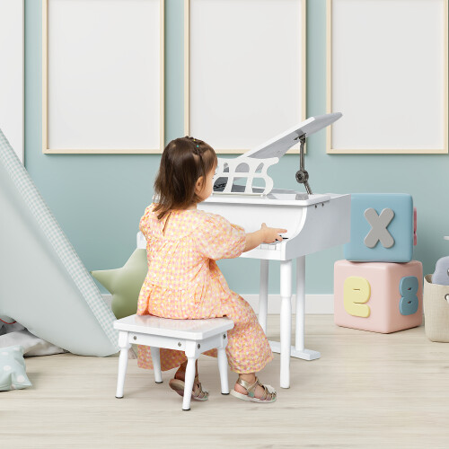 Homcom Piano de Cola Infantil Blanco 52 x 50 x 49 cm 1
