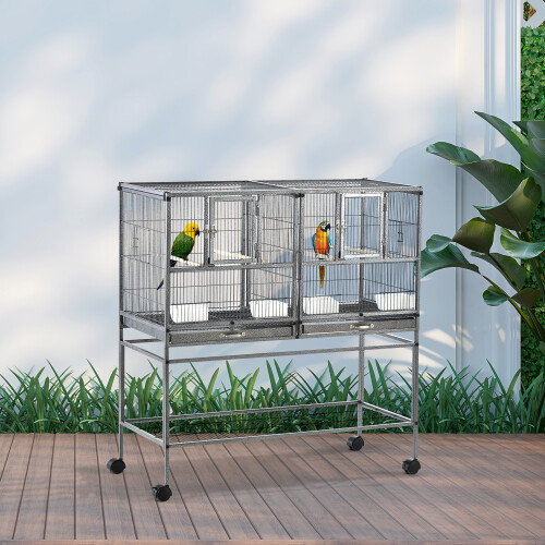 PawHut Jaula de Pájaro Gris 95 x 45.5 x 102 cm 1