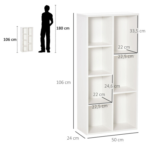 Homcom Estantería para Libro Blanco 50 x 24 x 106 cm 2