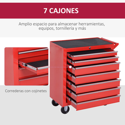 Durhand Carro de Herramienta Rojo 69 x 33 x 75cm 2
