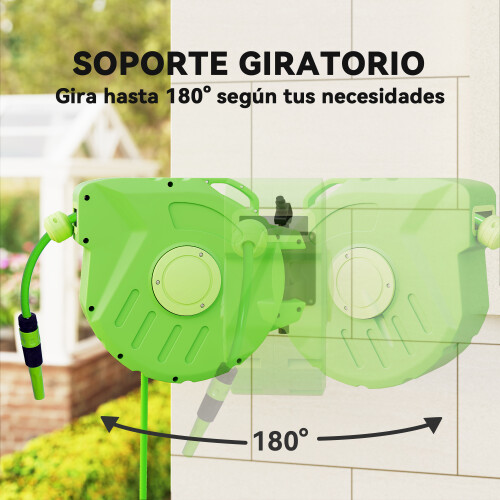 Outsunny Carrete para Manguera Verde 47,5 x 15,5 x 35,5 cm 2